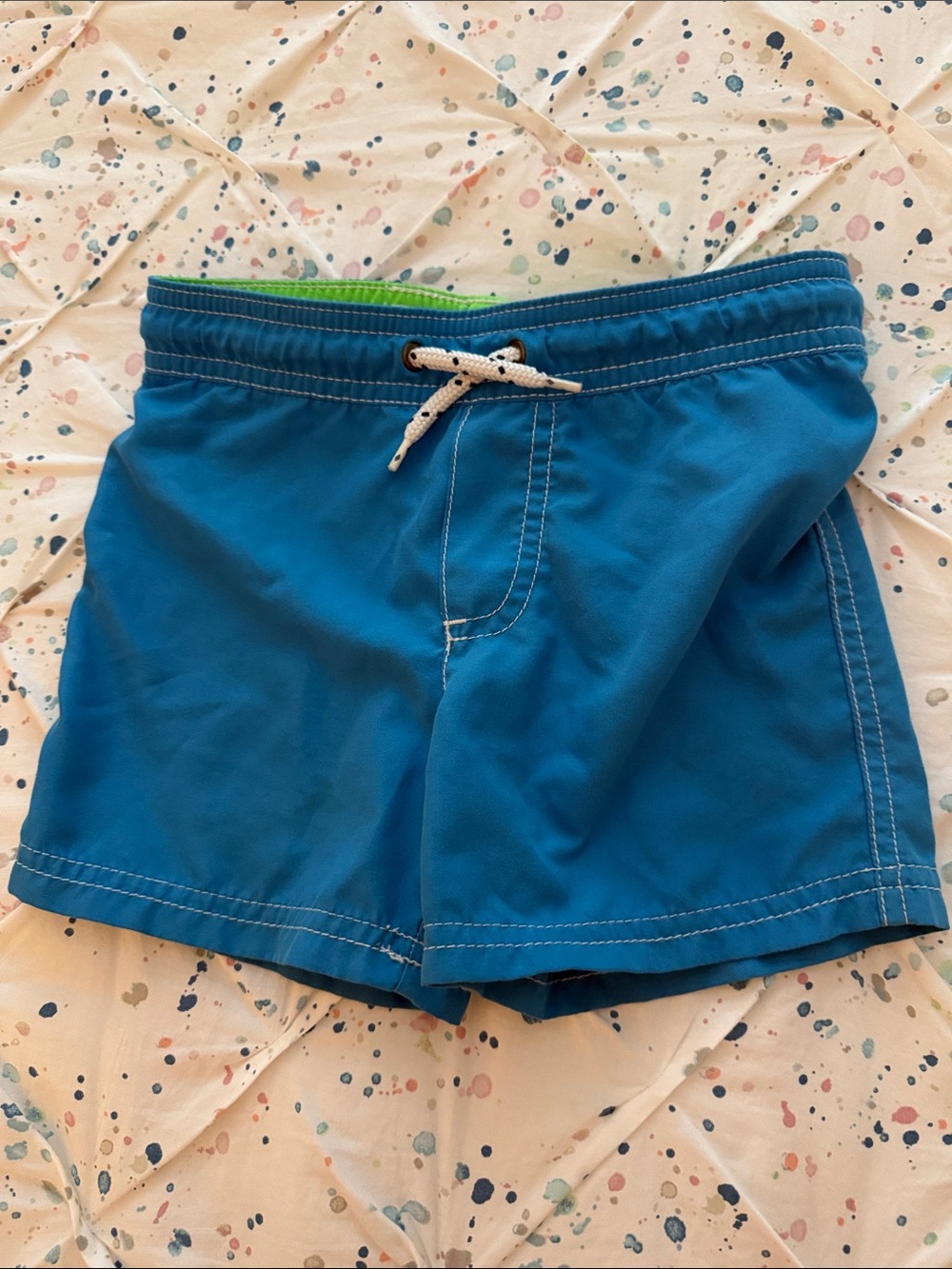 Carter's Blue Swim Trunks with Lime Waistband Detail